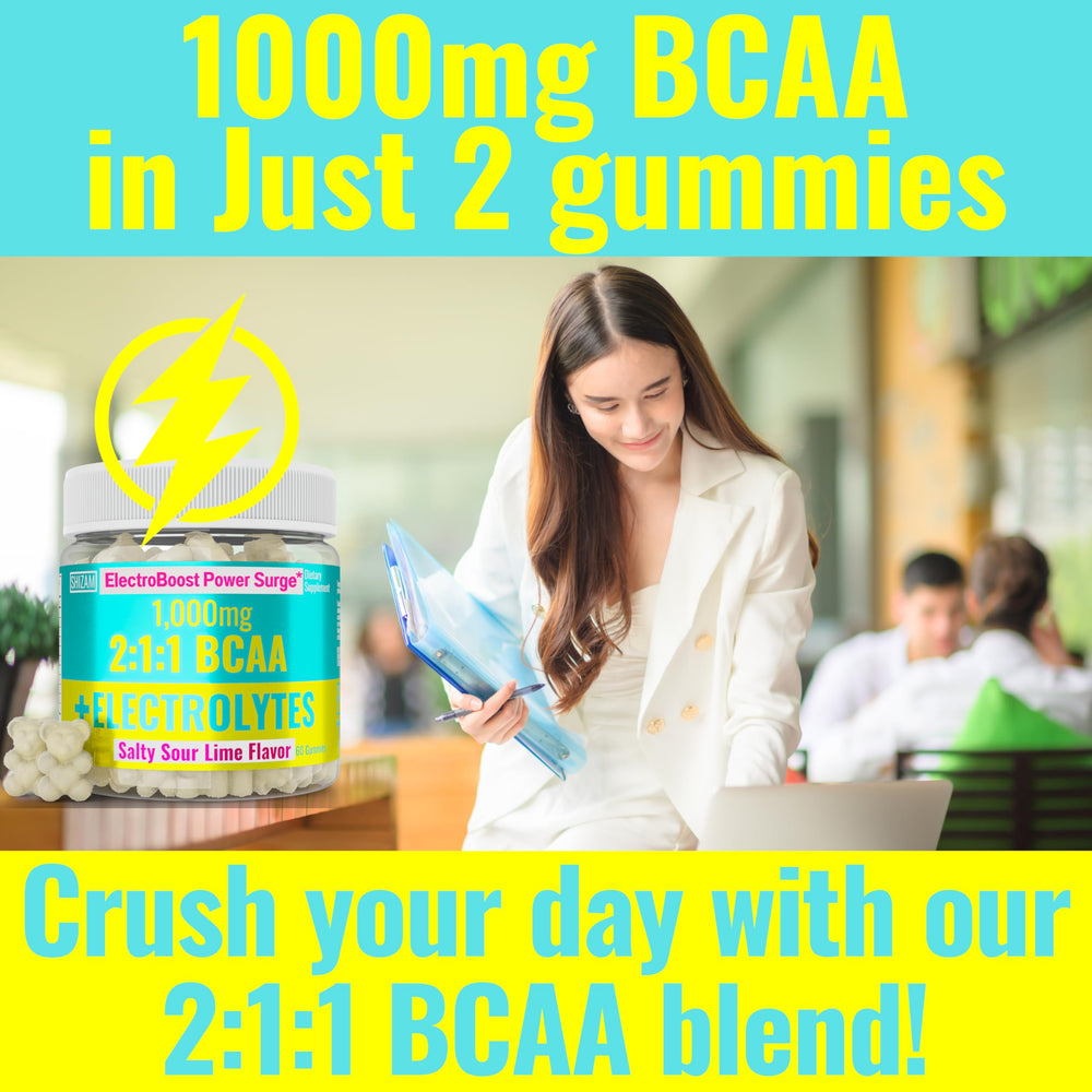 SHIZAM BCAA and electrolyte blend nutrition label detail.