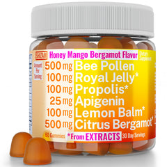 SHIZAM Bee Pollen Bergamot Gummies bottle for daily wellness and a tasty treat.