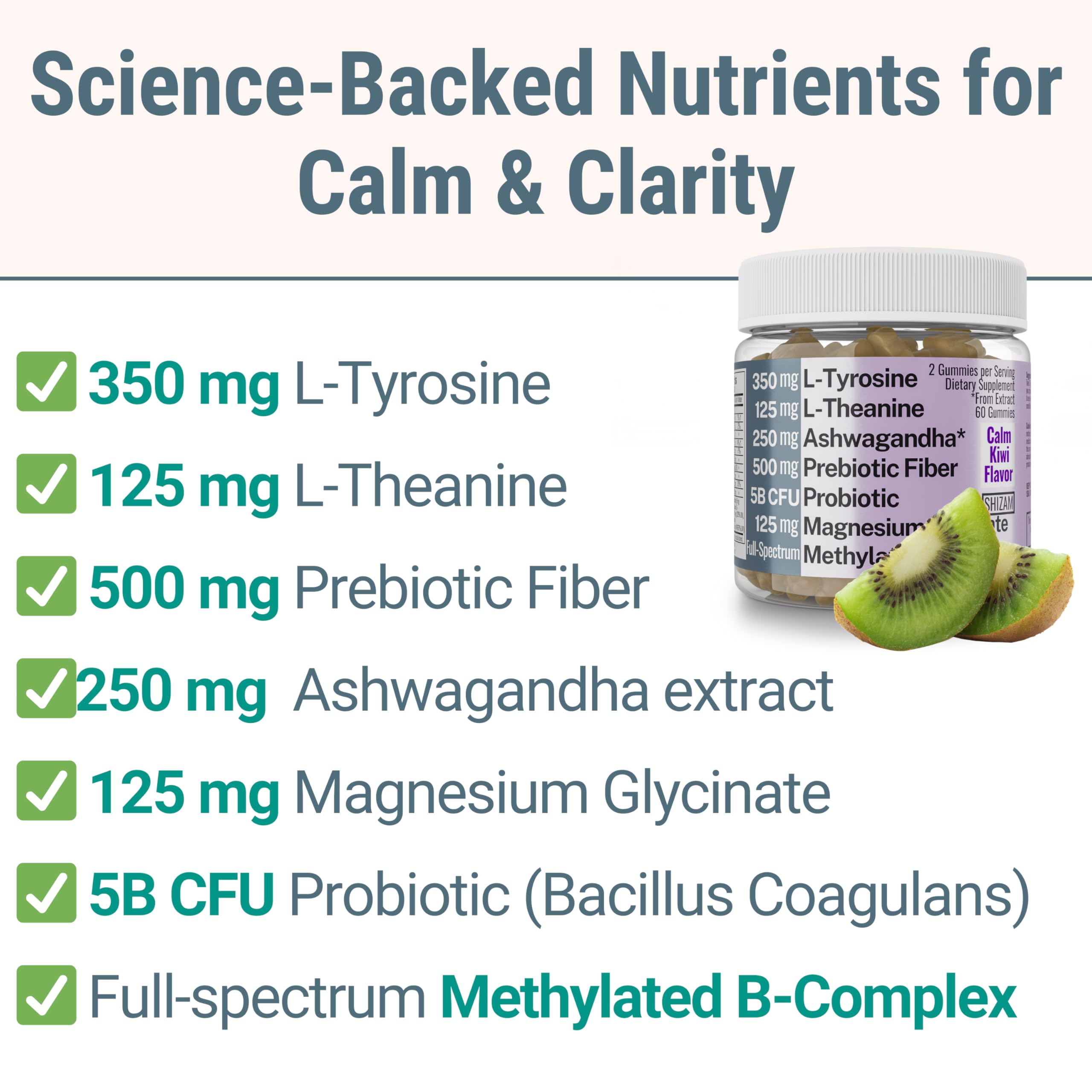 SHIZAM Magnesium Glycinate capsules closeup for relaxation and balance.