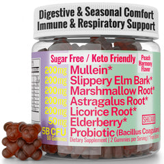 SHIZAM Slippery Elm Gummies bottle front shows keto-friendly, sugar-free wellness