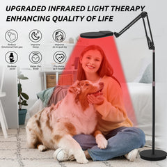 Shomterade red light therapy lamp side view shows adjustable height for versatile positioning