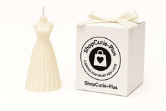 ShopCutie-Plus White Dress Candle, chic centerpiece for elegant home decor.