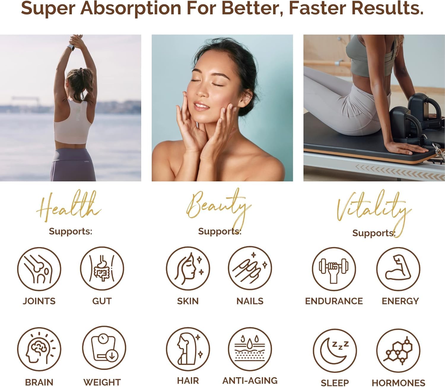 Shore Magic collagen dissolving in water for fast absorption.