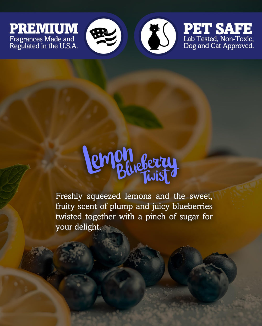 Shortie's Lemon Blueberry Twist natural wick for clean, soot-free burning.
