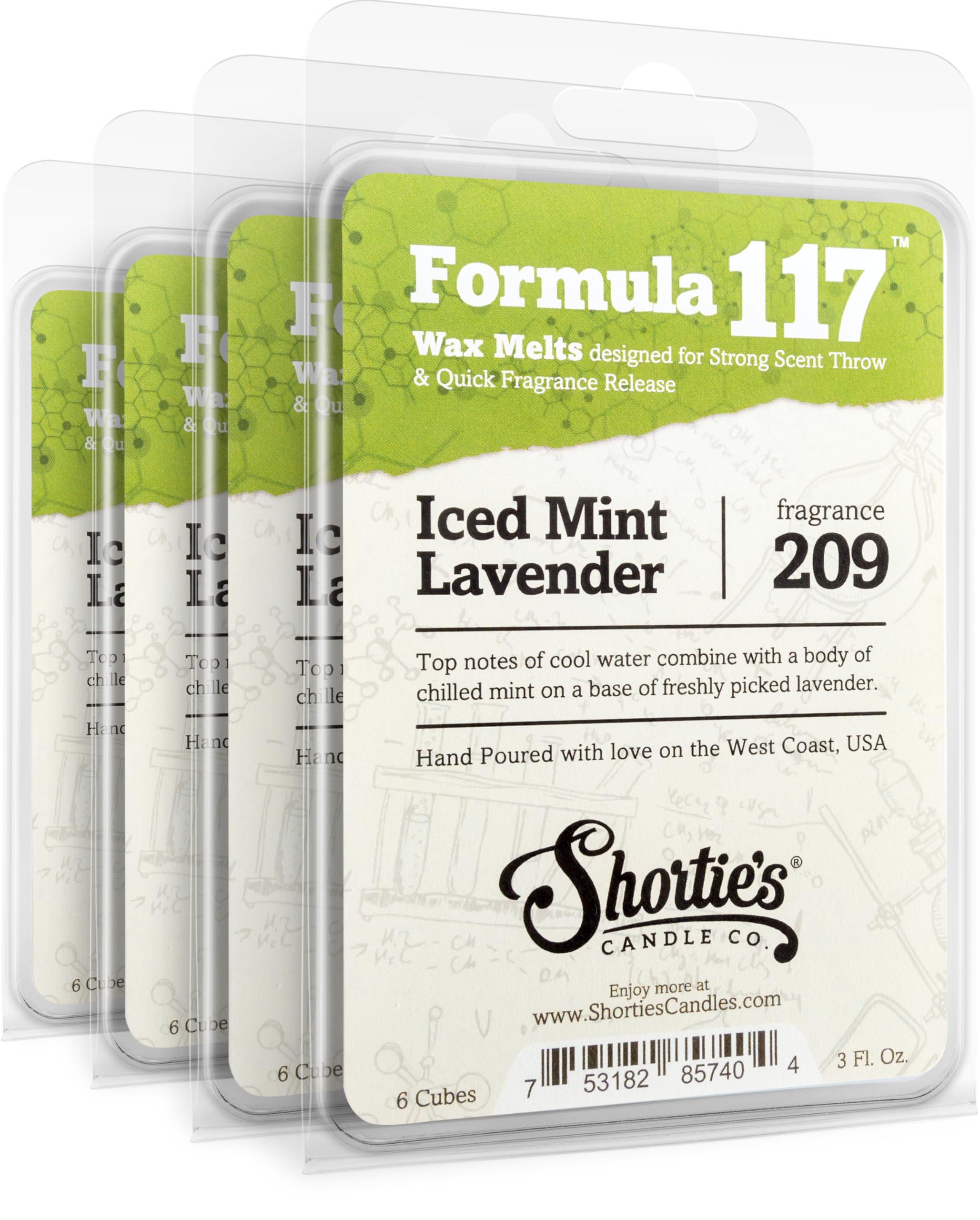 Shortie's Iced Mint Lavender wax melts bulk pack for a fresh, scented space.