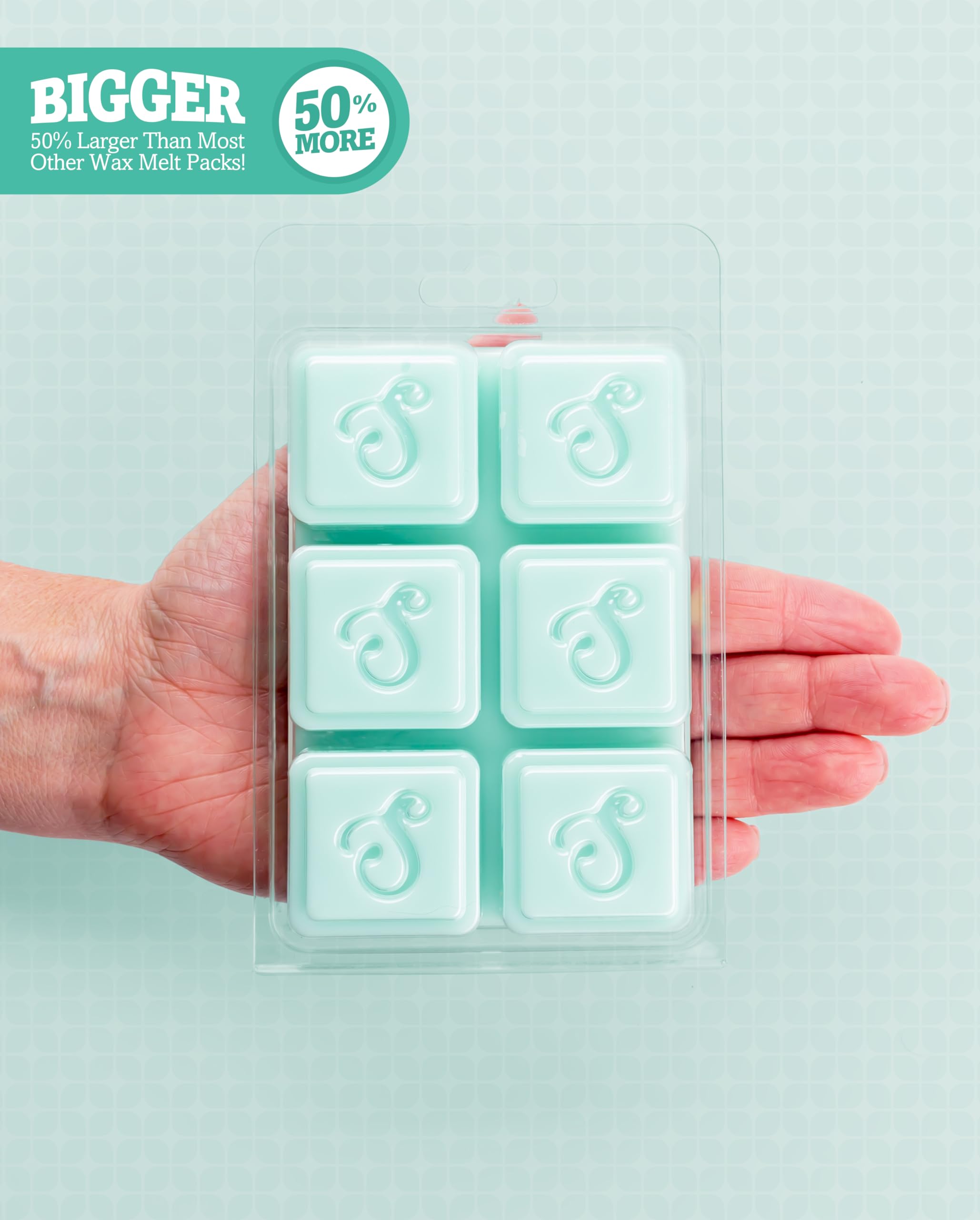 Shortie's Iced Mint Lavender wax melts closeup highlighting premium wax blend and strong scent throw