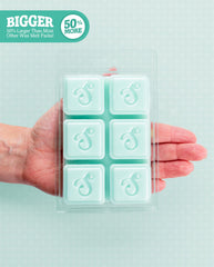 Shortie's Iced Mint Lavender wax melts closeup highlighting premium wax blend and strong scent throw