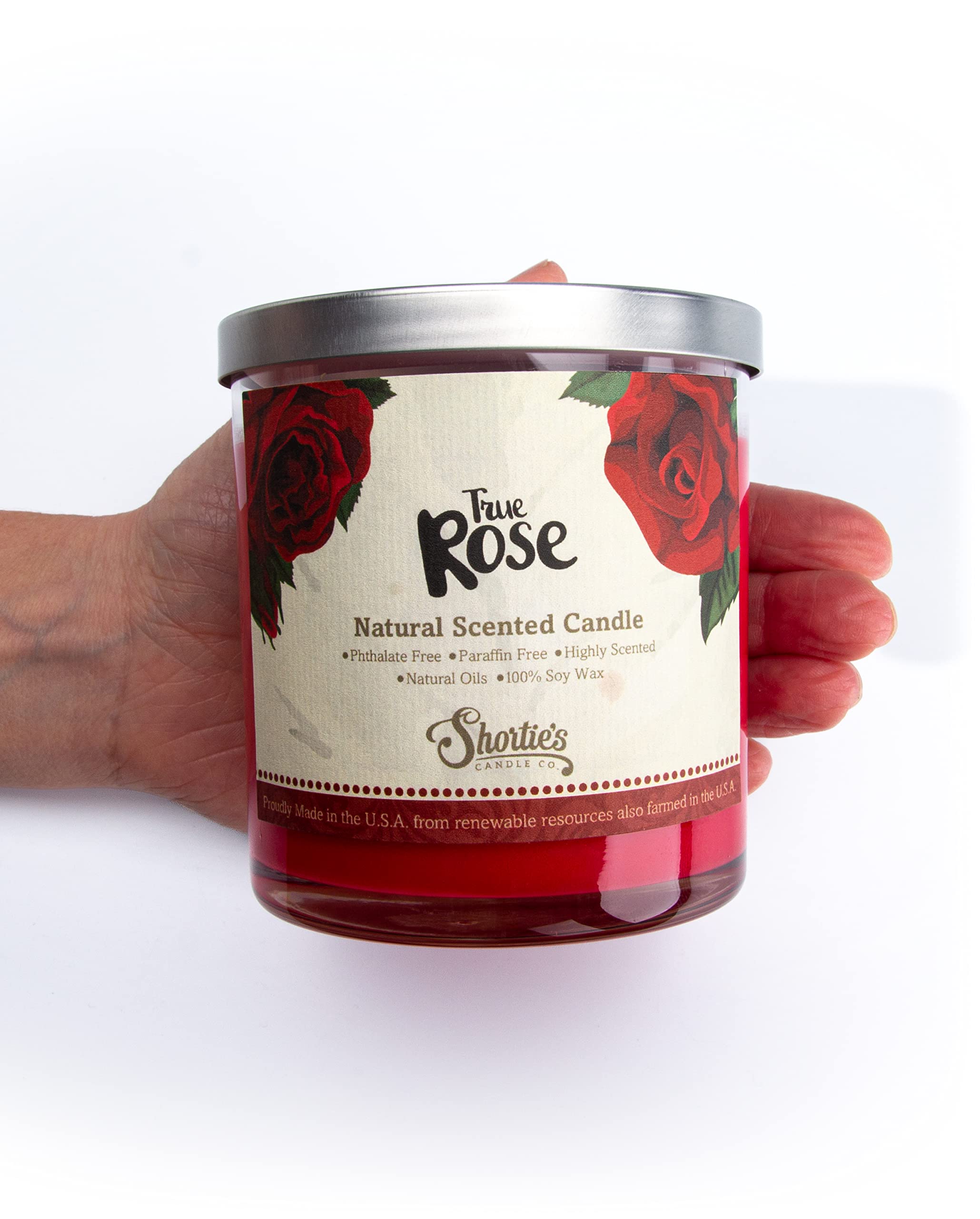 Natural soy wax candle by Shortie's with cotton wick for clean burn