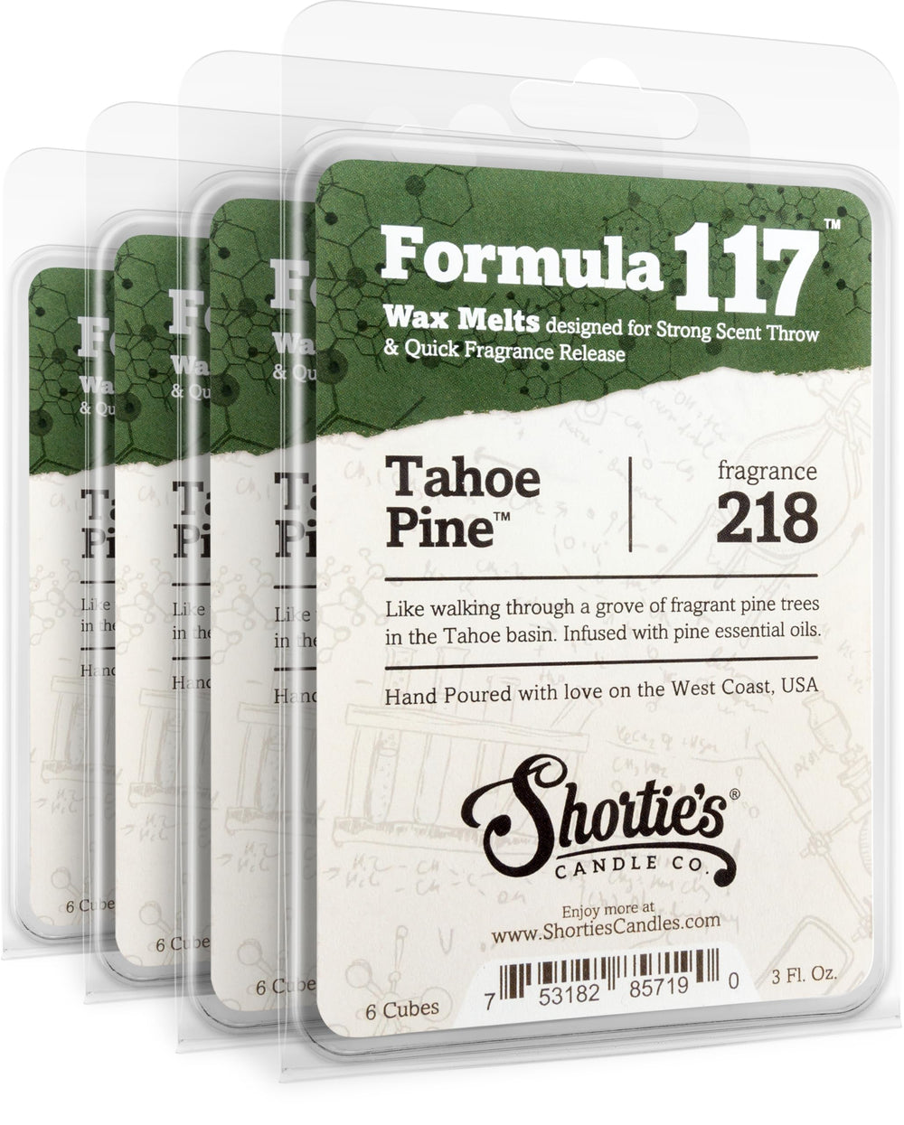 Shortie's Tahoe Pine wax melts bulk pack with pine scent for a fresh cabin vibe.