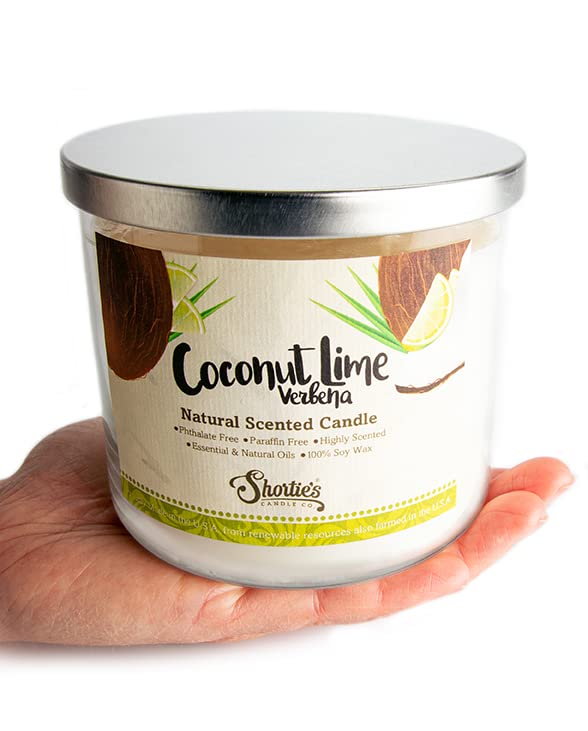 Shortie's USA-made Coconut Lime Verbena candle using American-sourced essential oils