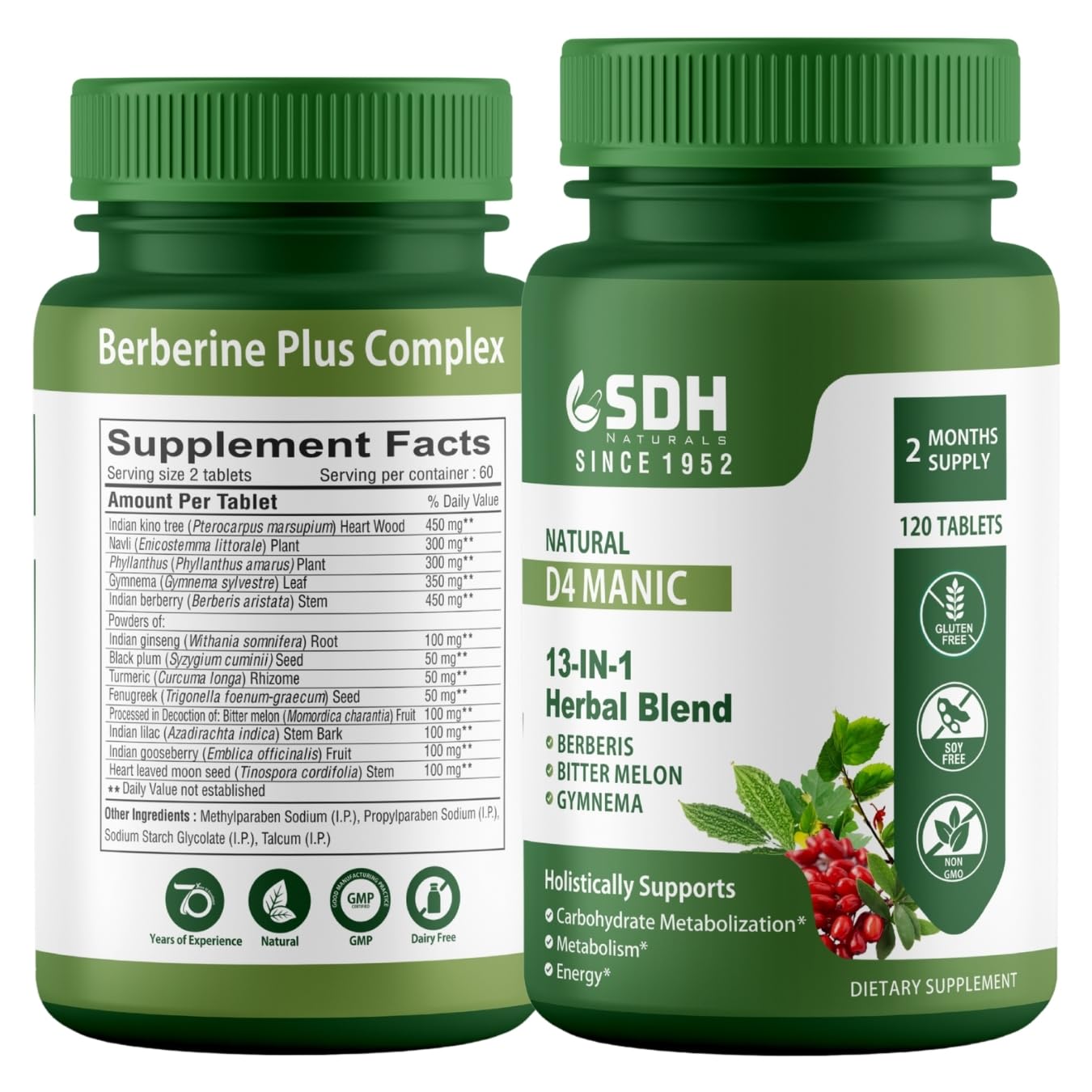 SHREE DHANWANTRI HERBALS D4 Manic bottle close-up for daily wellness support.