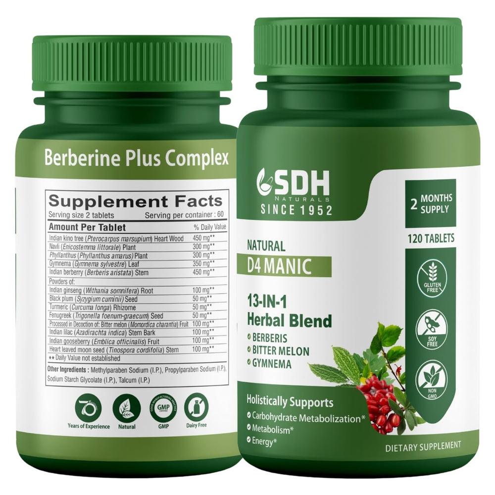 SHREE DHANWANTRI HERBALS D4 Manic bottle close-up for daily wellness support.