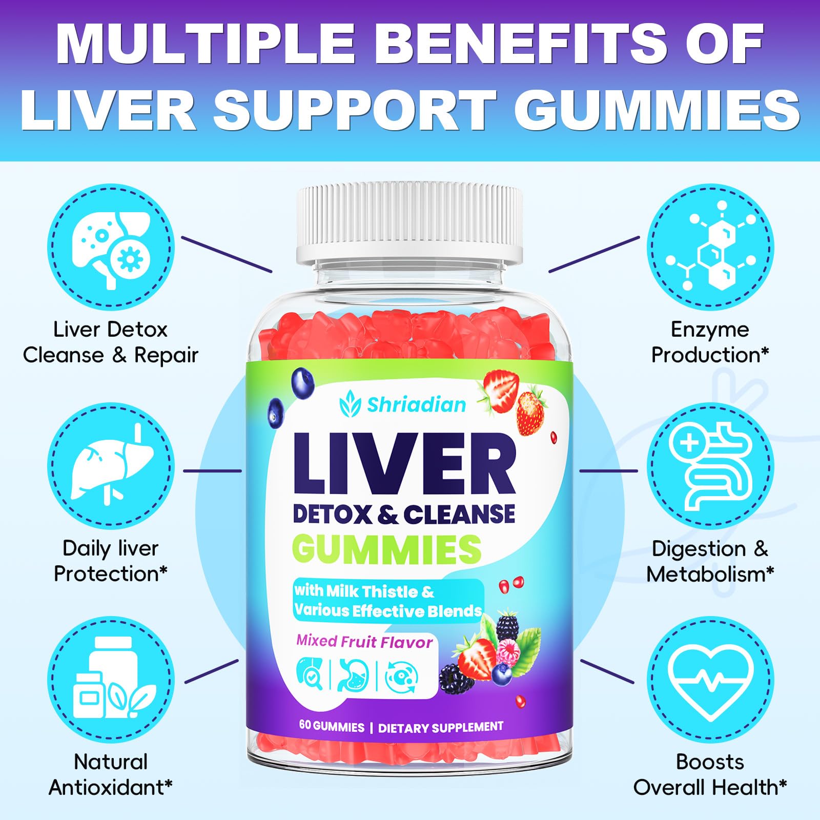 Shriadian Liver Detox label highlights the 23-in-1 detox formula.