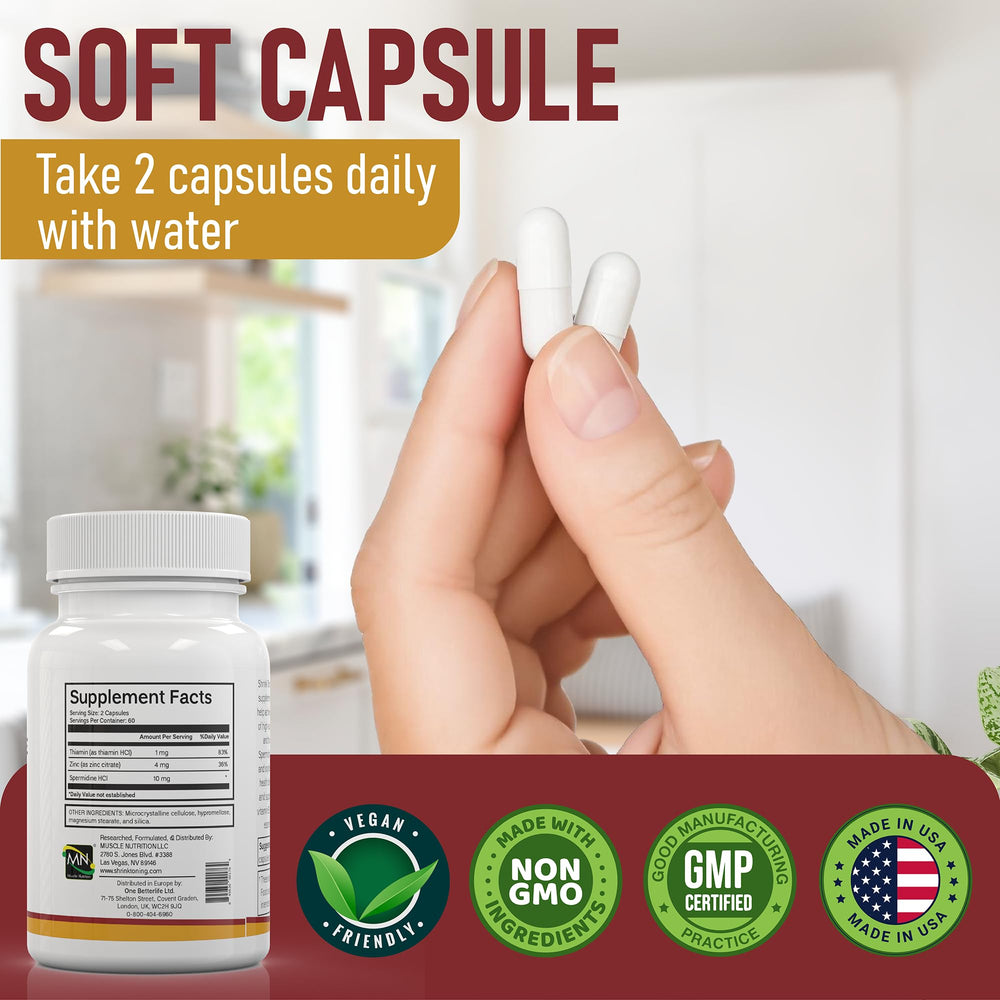 Shrink Spermidine Supplements capsules close-up for easy daily intake