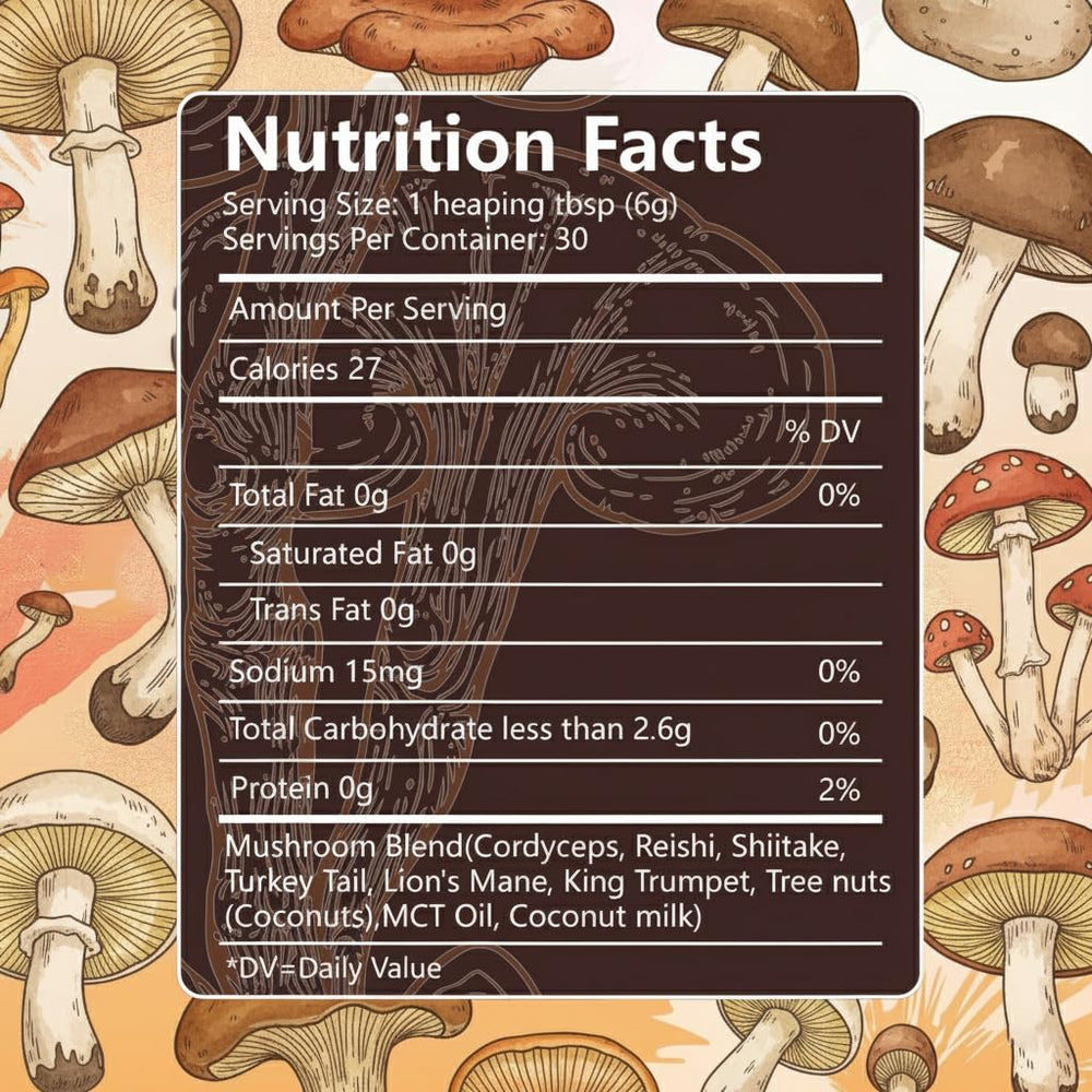 Shroomsy Mushroom Coffee creamy texture close-up highlights coconut finish.
