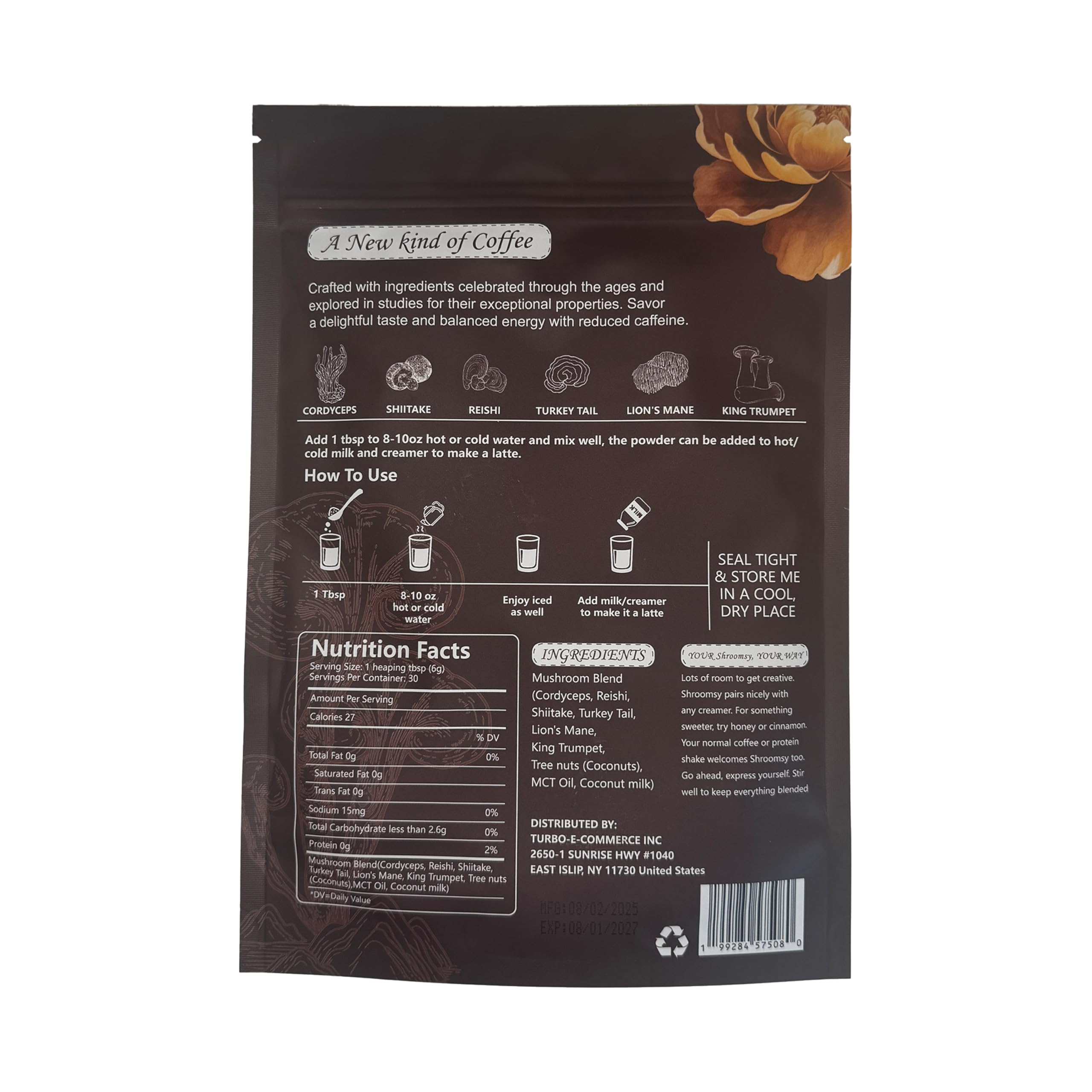 Shroomsy Mushroom Coffee iced serve shows versatile hot or cold use.