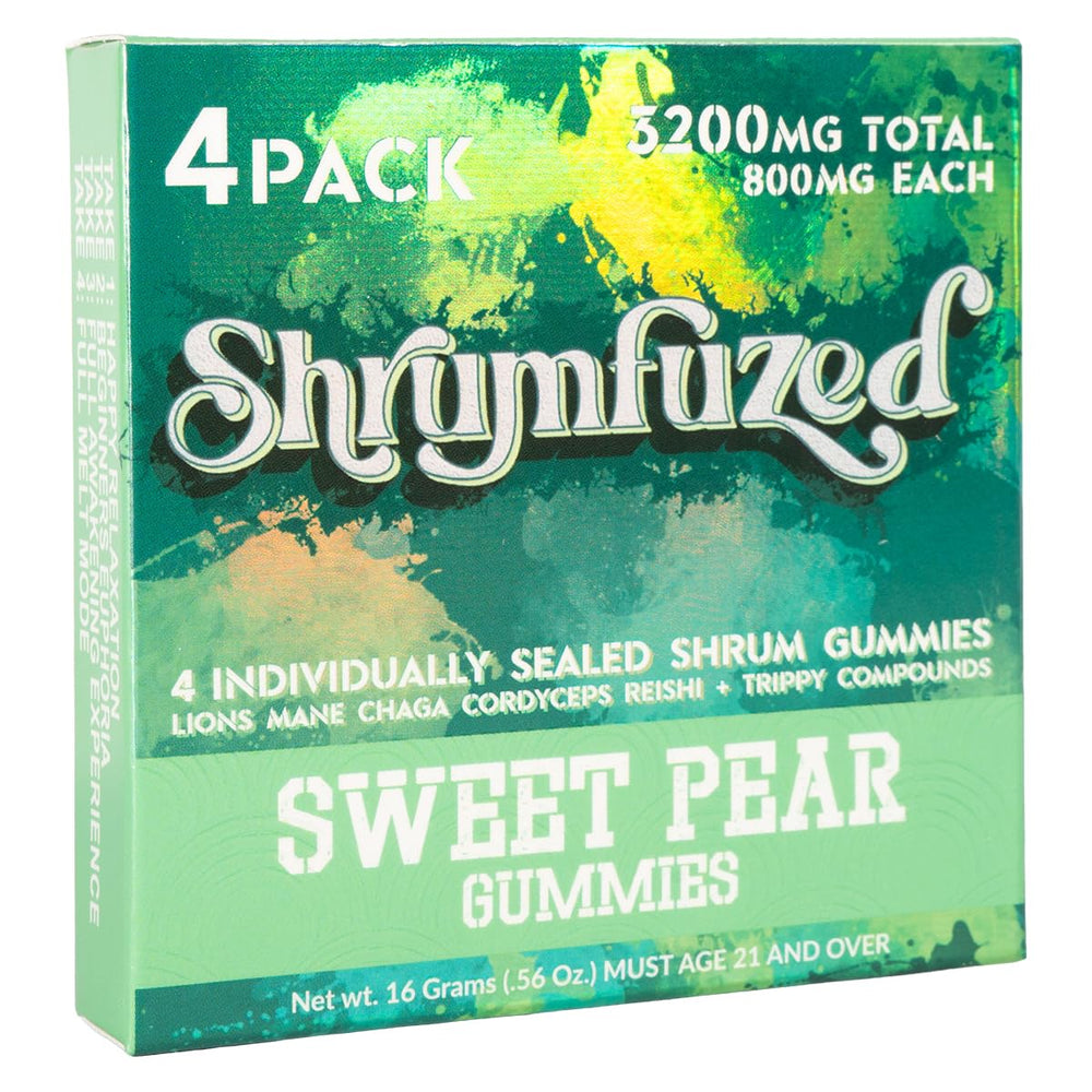 Shrumfuzed gummy with Lions Mane and Reishi visuals signaling mental clarity.