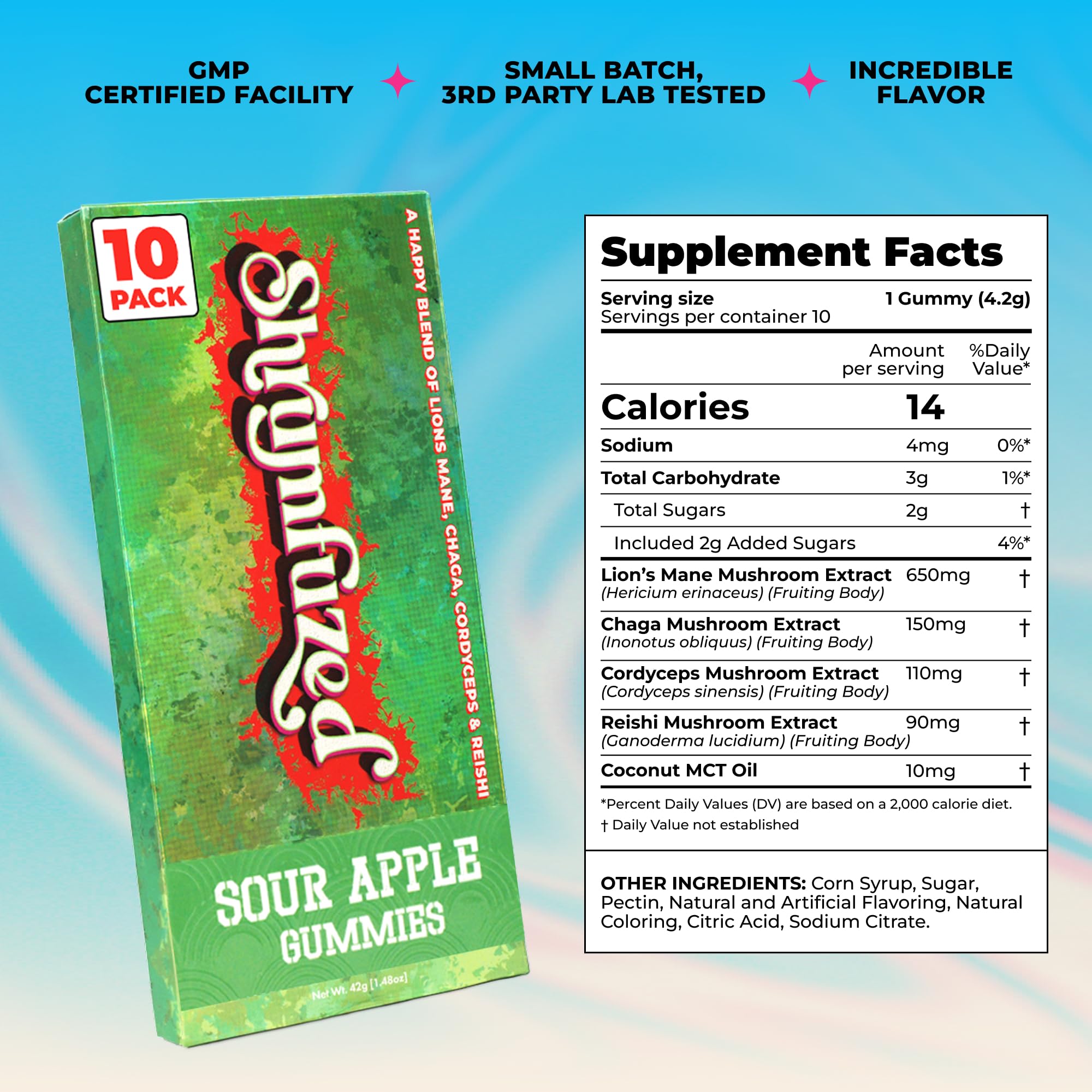 Shrumfuzed open box contents and label displaying child-resistant packaging safety benefit