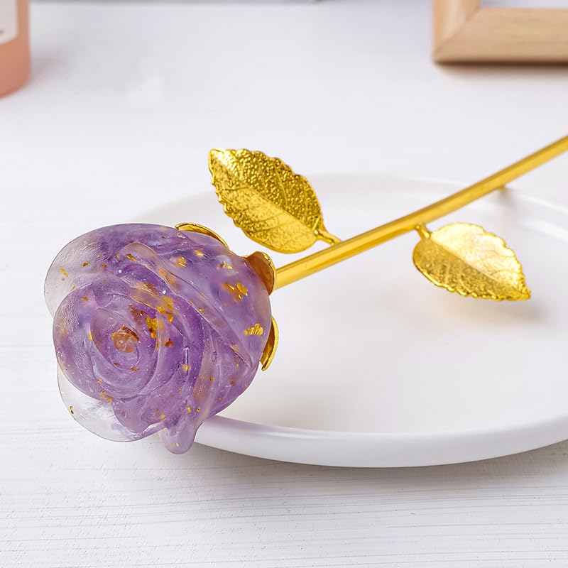 SHUKEFER crystal rose with gold-plated stem adds elegant touch to home or office
