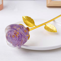 SHUKEFER crystal rose with gold-plated stem adds elegant touch to home or office