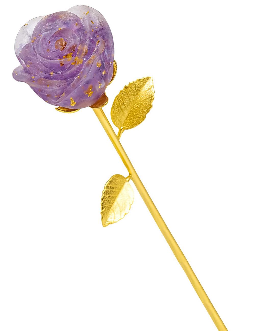 SHUKEFER purple crystal rose with amethyst hue brightens desk decor and gifting use