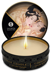 Shunga Japanese Massage Candle Vanilla, warm oil for sensual massage and skin softness.