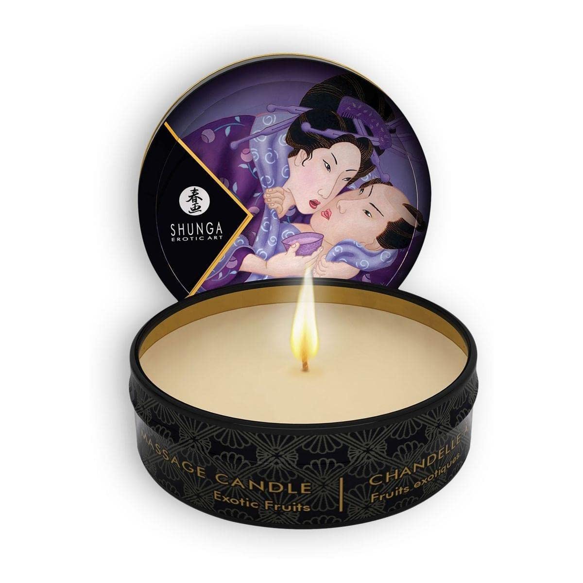 Shunga Exotic Fruits massage candle pour for a silky massage and ambient mood
