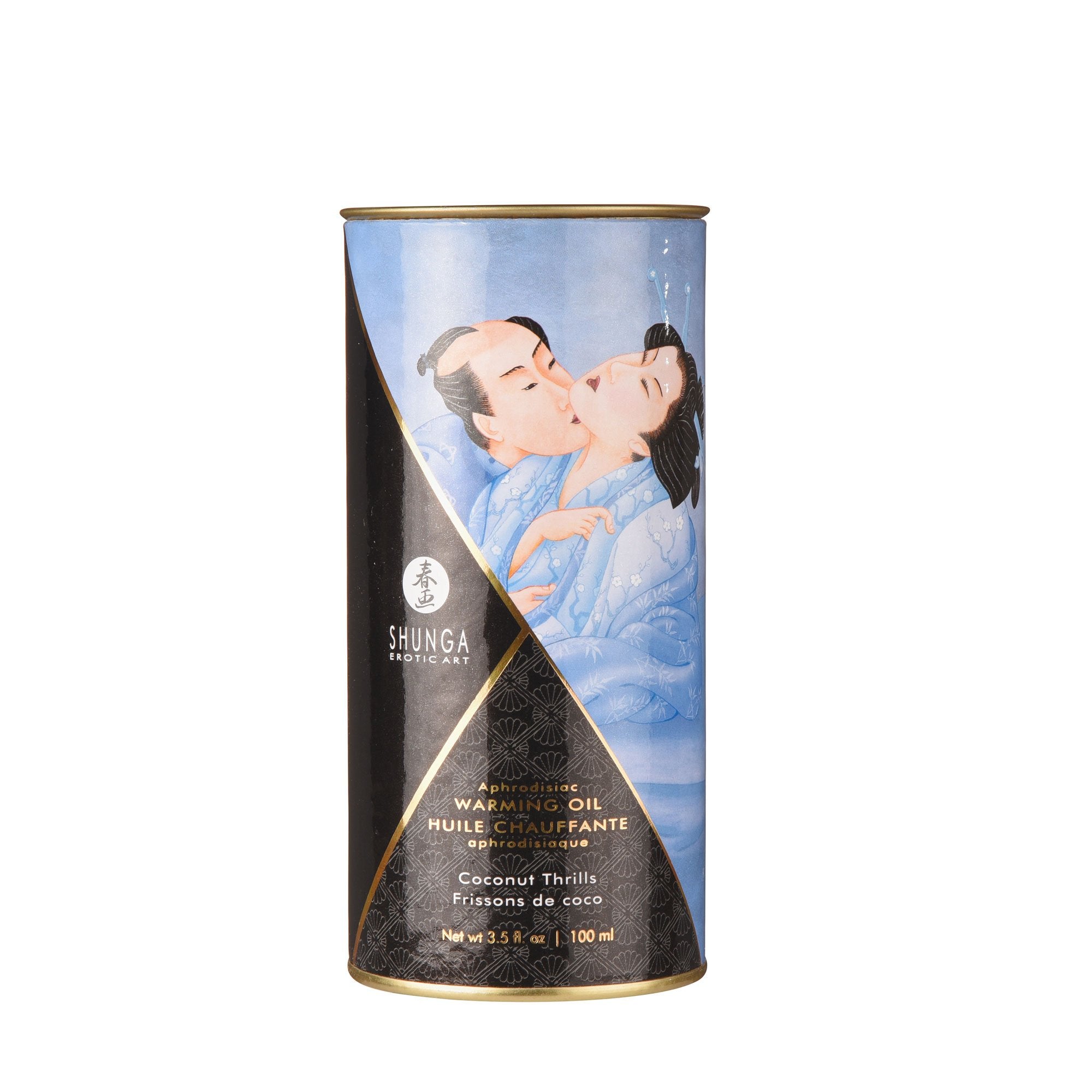 Shunga edible coconut oil on erogenous zones for flavor and warmth