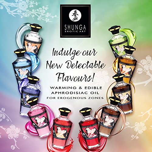 Shunga warming oil-lotion swirl on skin for versatile body use