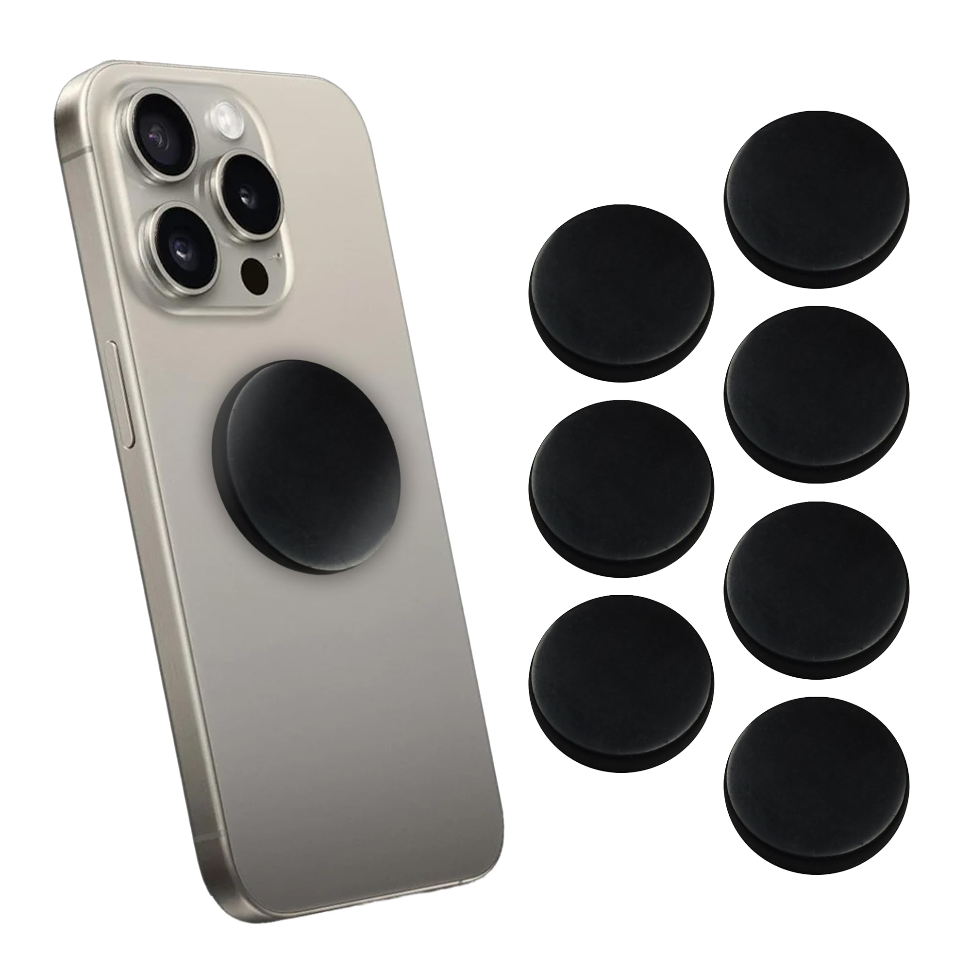 Shungite World 7 pcs stickers polished 20mm close-up for device protection