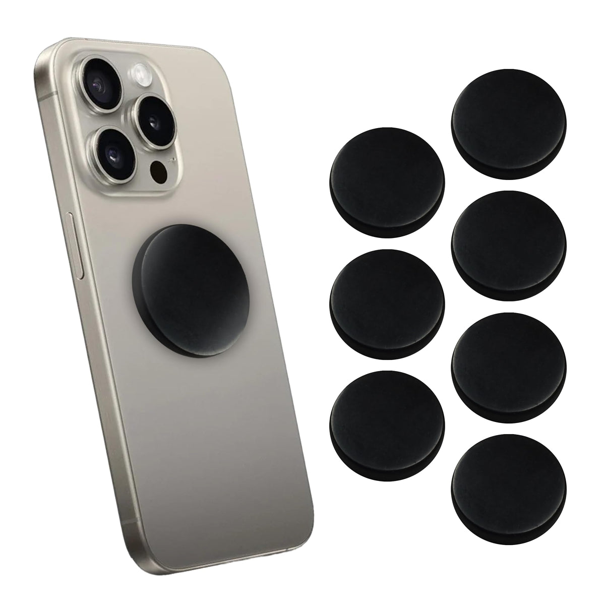 Shungite World 7 pcs stickers polished 20mm close-up for device protection