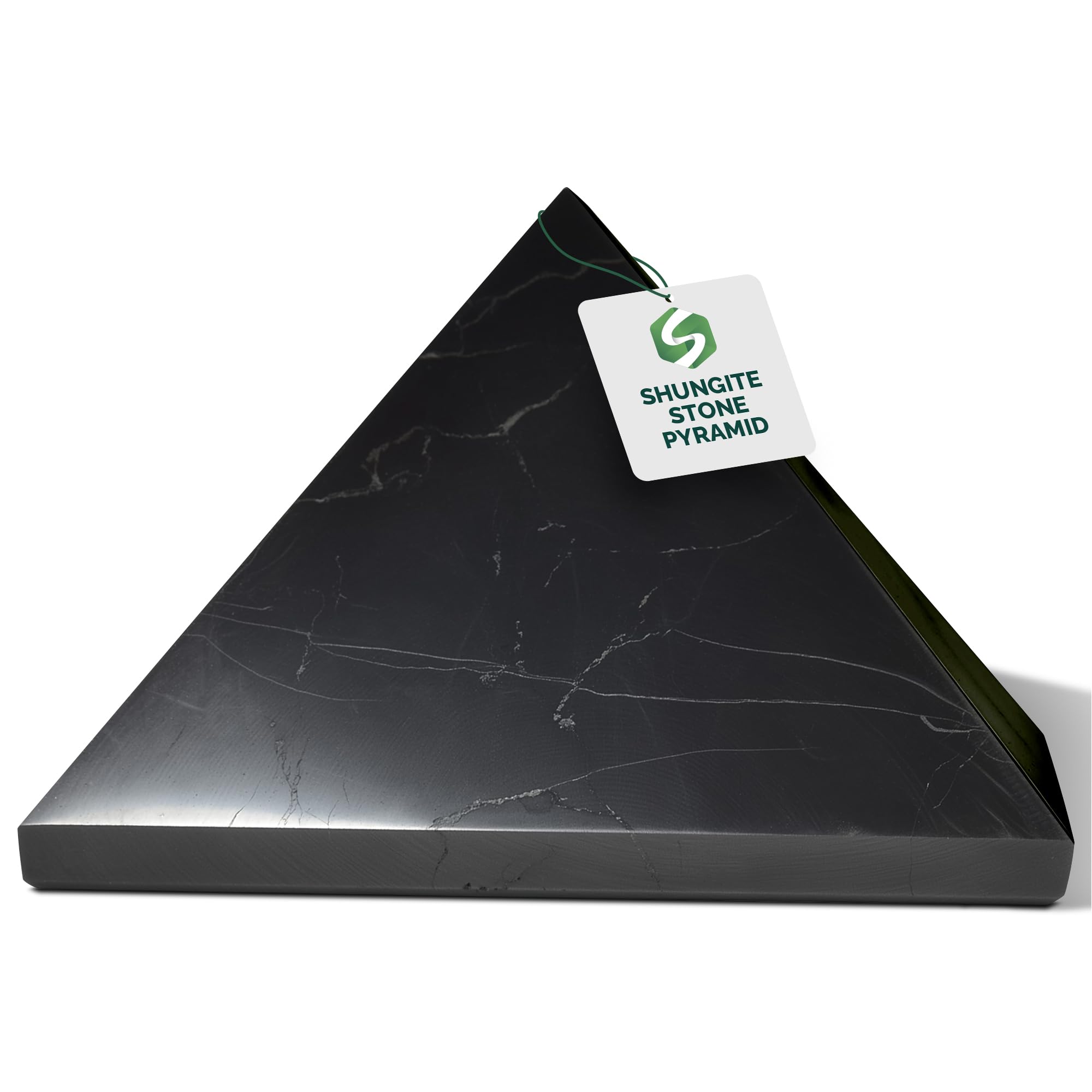 Shungite World authentic pyramid 110mm polished for home energy balance.