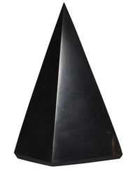 Shungite World authentic tall pyramid 40 mm polished, ideal for grounding and desk decor.