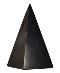 Shungite World authentic tall pyramid 70mm balances energy in home and office.