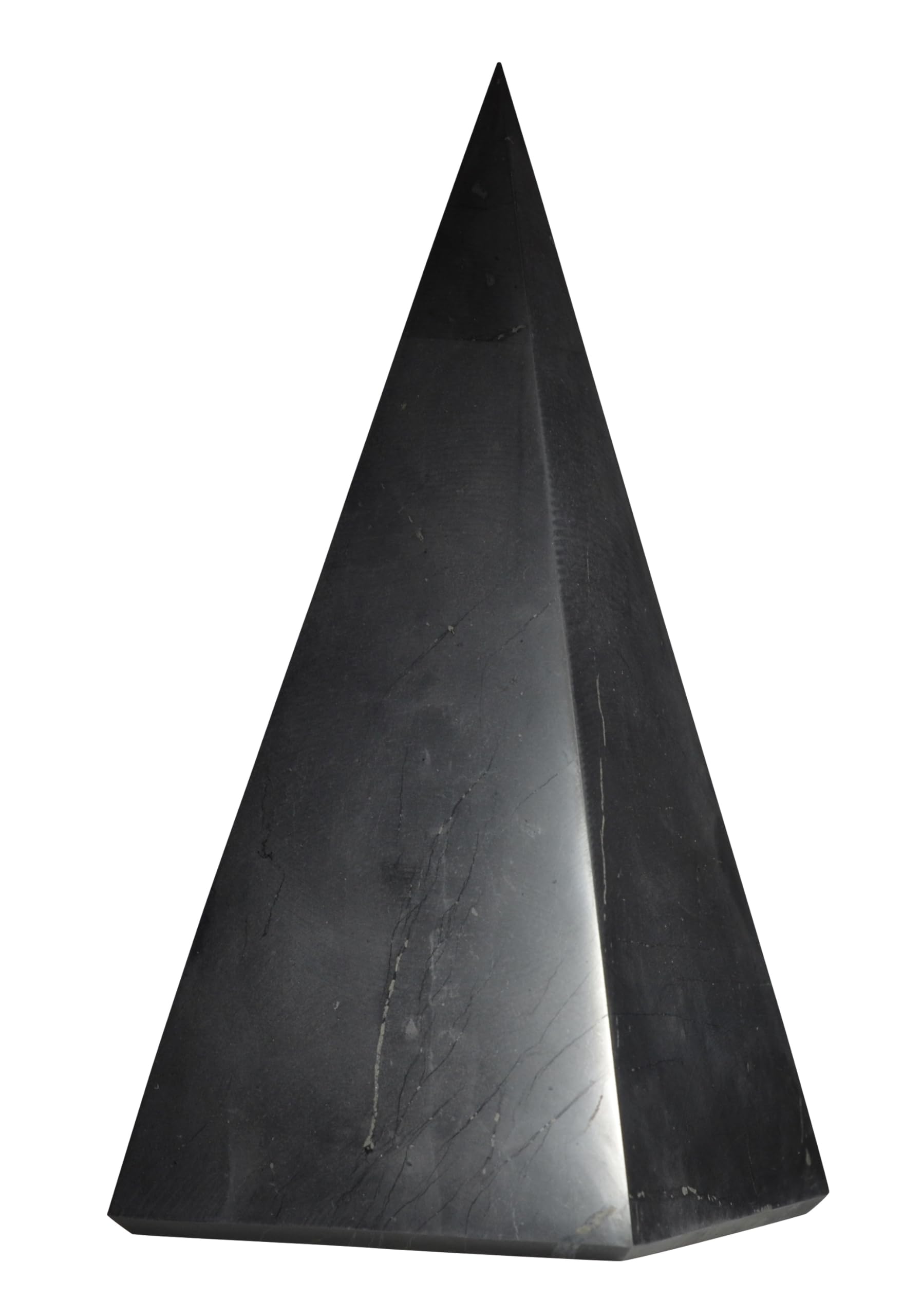 Shungite World authentic tall pyramid 80mm polished for protective energy in any space