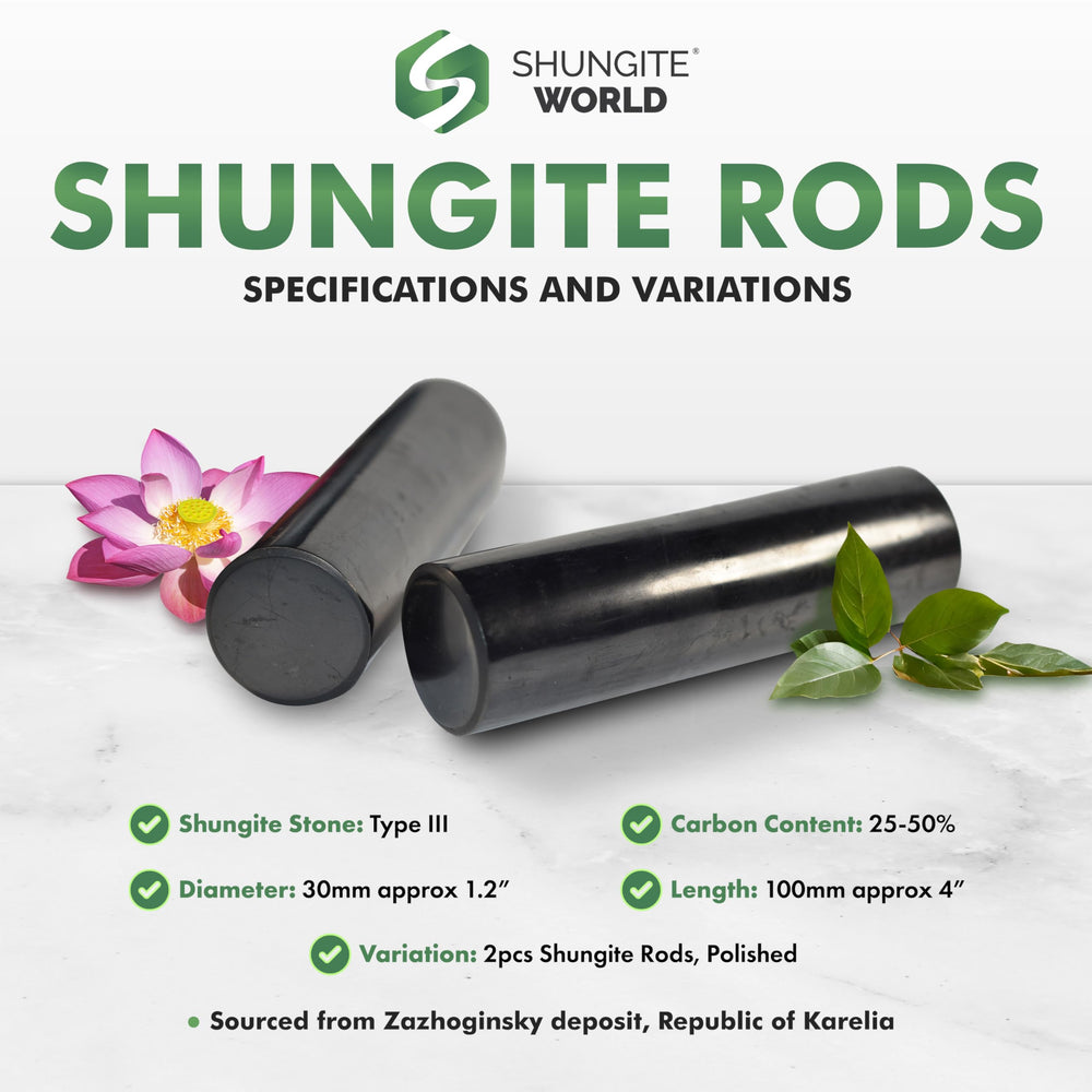 Shungite World handheld cylinders for energy protection and focus.