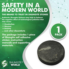Karelia-origin Shungite World sticker detail highlighting natural texture and composition.