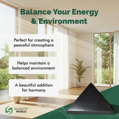 Shungite World bedroom grounding pyramid for restful ambiance.