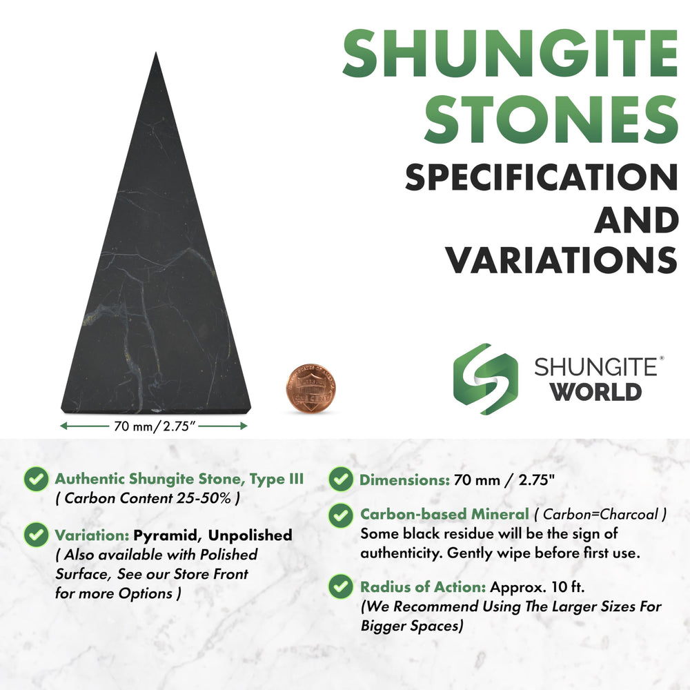 Shungite World pyramid on desk supports calm focus and energy balance in workspaces.
