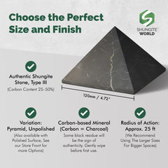 Shungite World pyramid near electronics aids device energy balance and grounding.