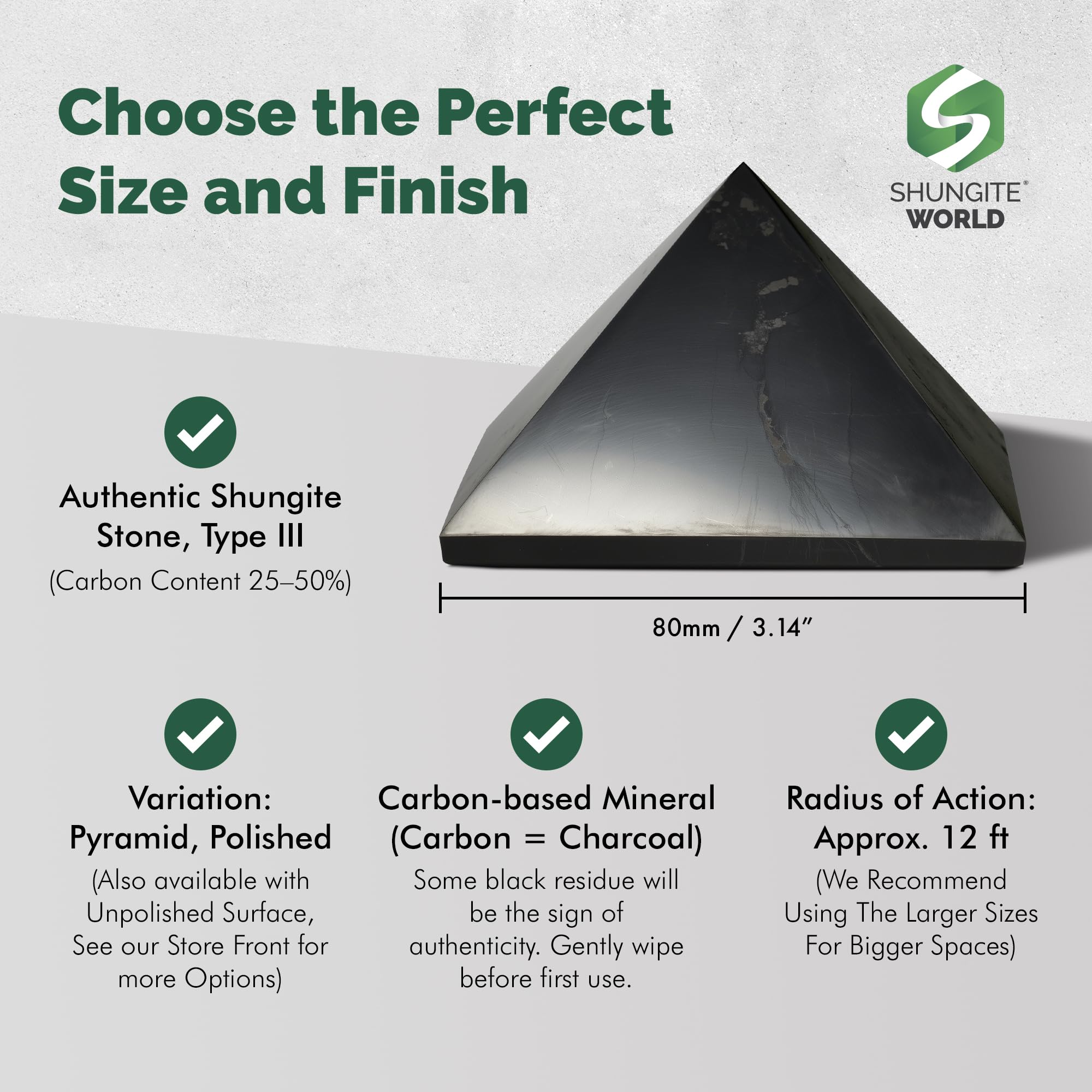 Shungite World pyramid 80mm beside router to visualize grounding near electronics.