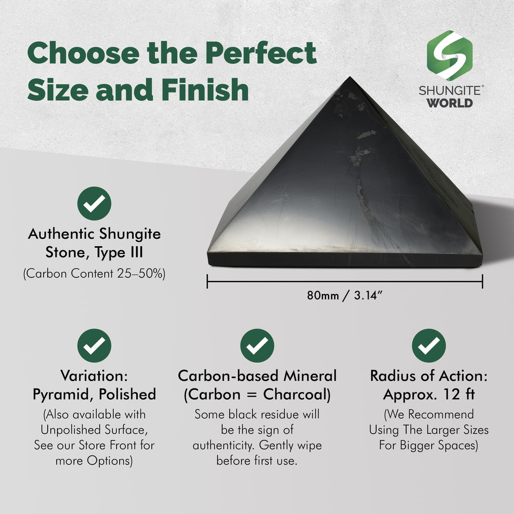 Shungite World pyramid 80mm beside router to visualize grounding near electronics.