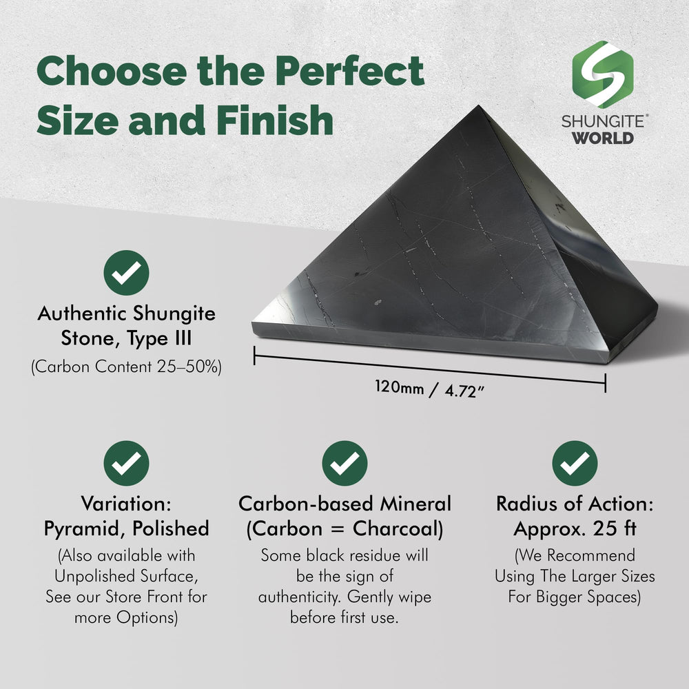 Shungite World pyramid beside router shows energy balancing for home networking spaces.