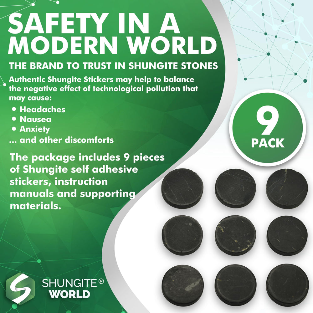 Shungite World 50mm laptop sticker on a laptop may catch frequencies.