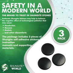 Shungite World tablet sticker providing grounding energy during use.