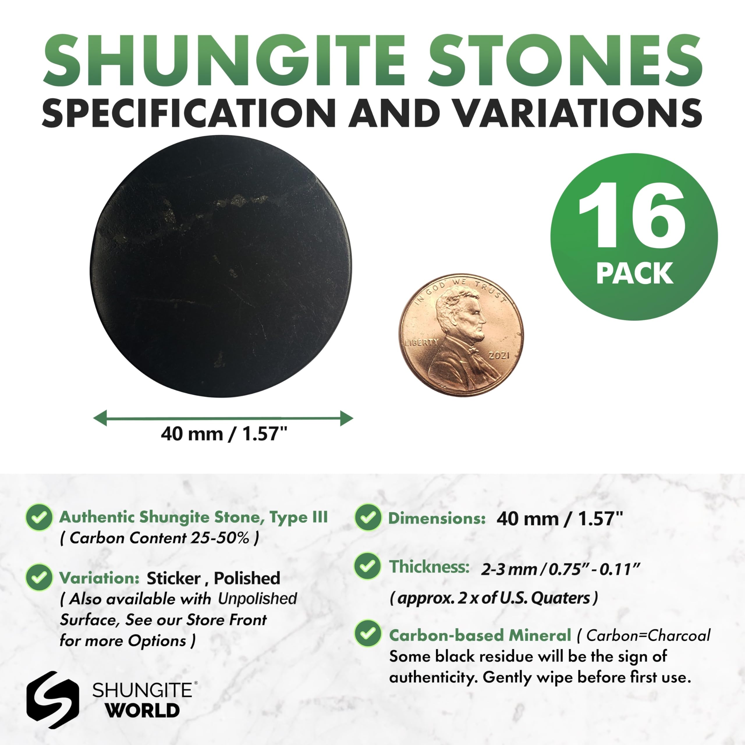 Shungite World 16-piece self-adhesive stickers applied to a laptop for calm focus.
