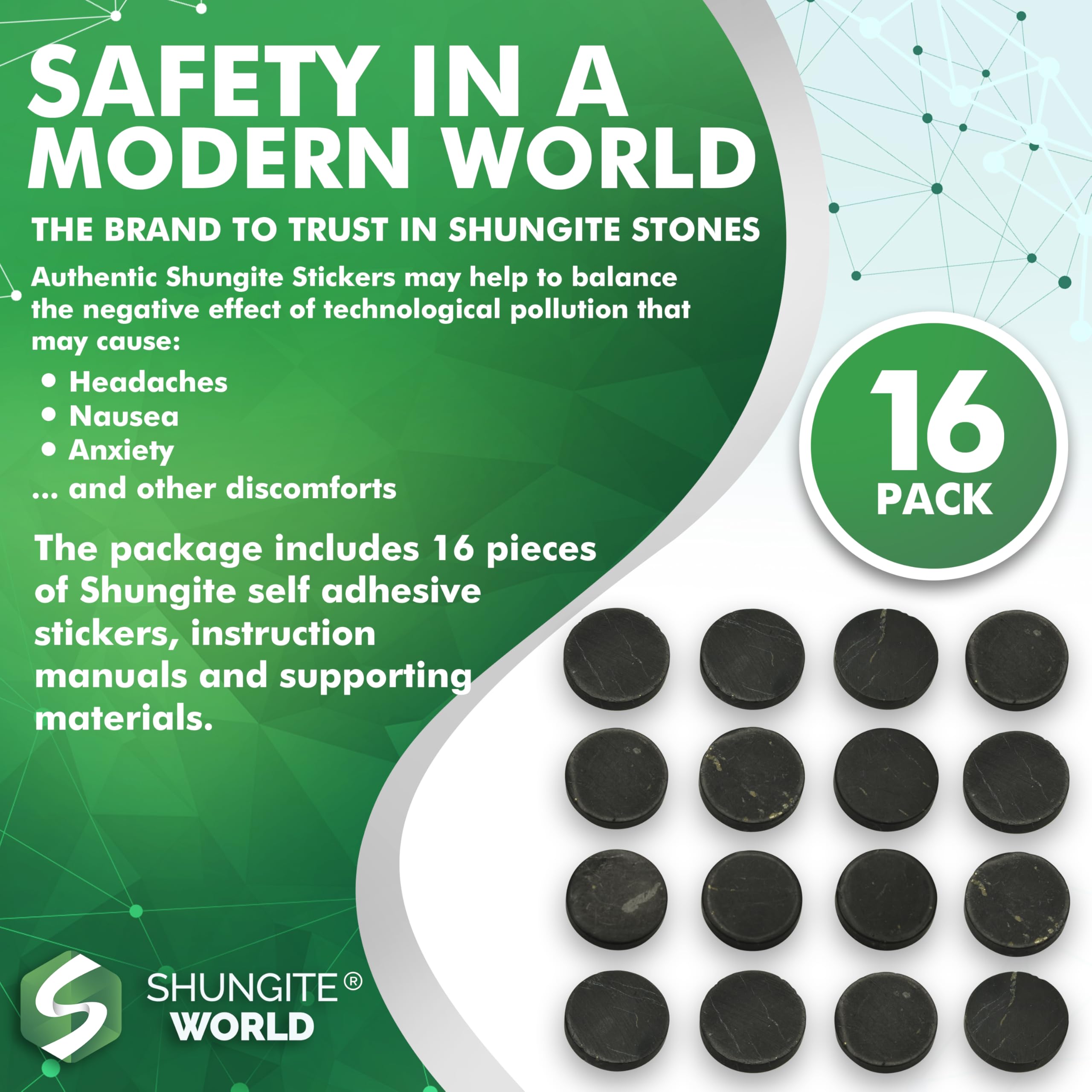 Shungite World sticker on tablet supports balanced mood during use.