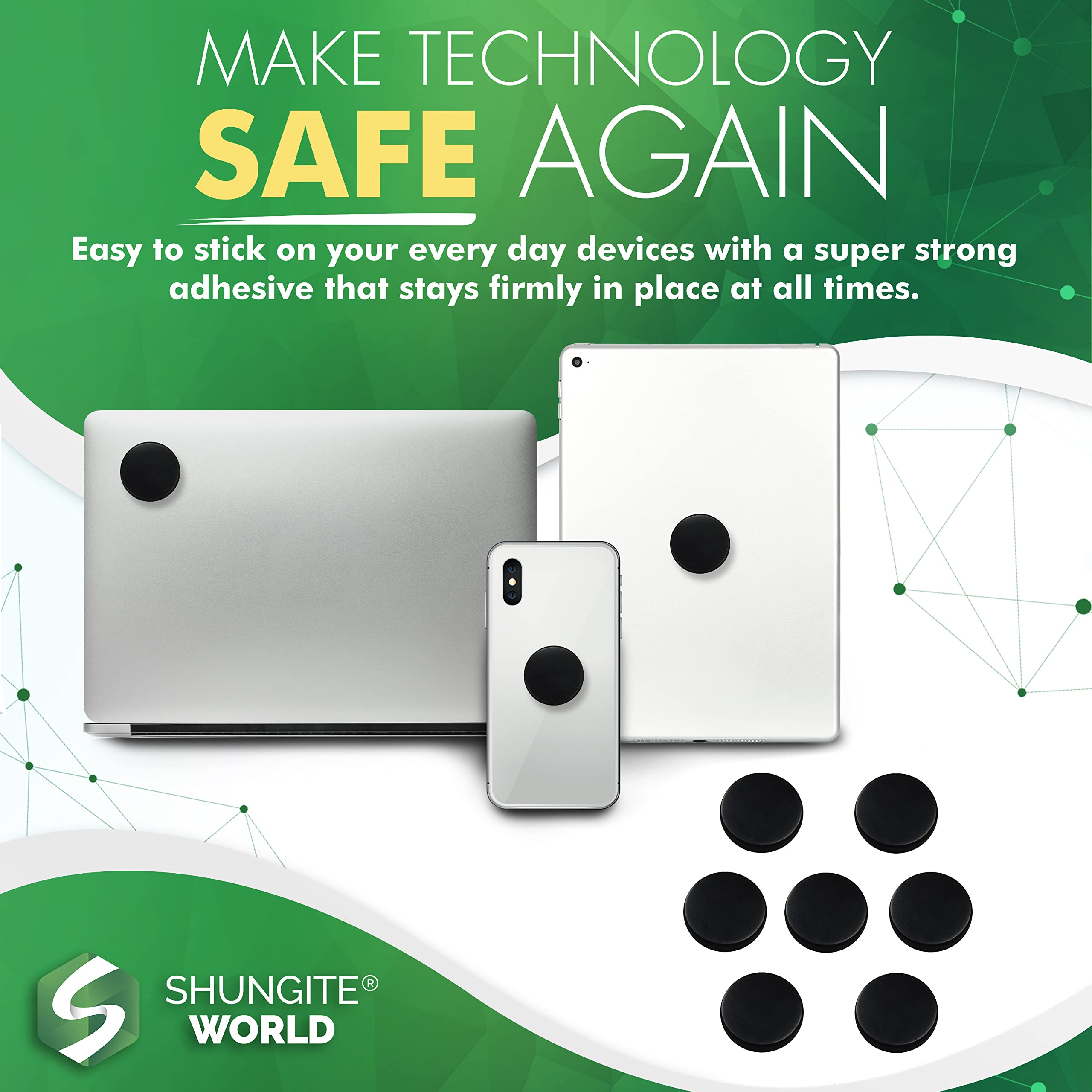Shungite World sticker on router depicts wireless environment protection