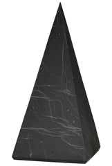 Shungite World tall 50mm pyramid closeup for energy balance at home.