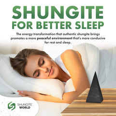 Shungite World pyramid in bedroom scene promotes restful ambiance.